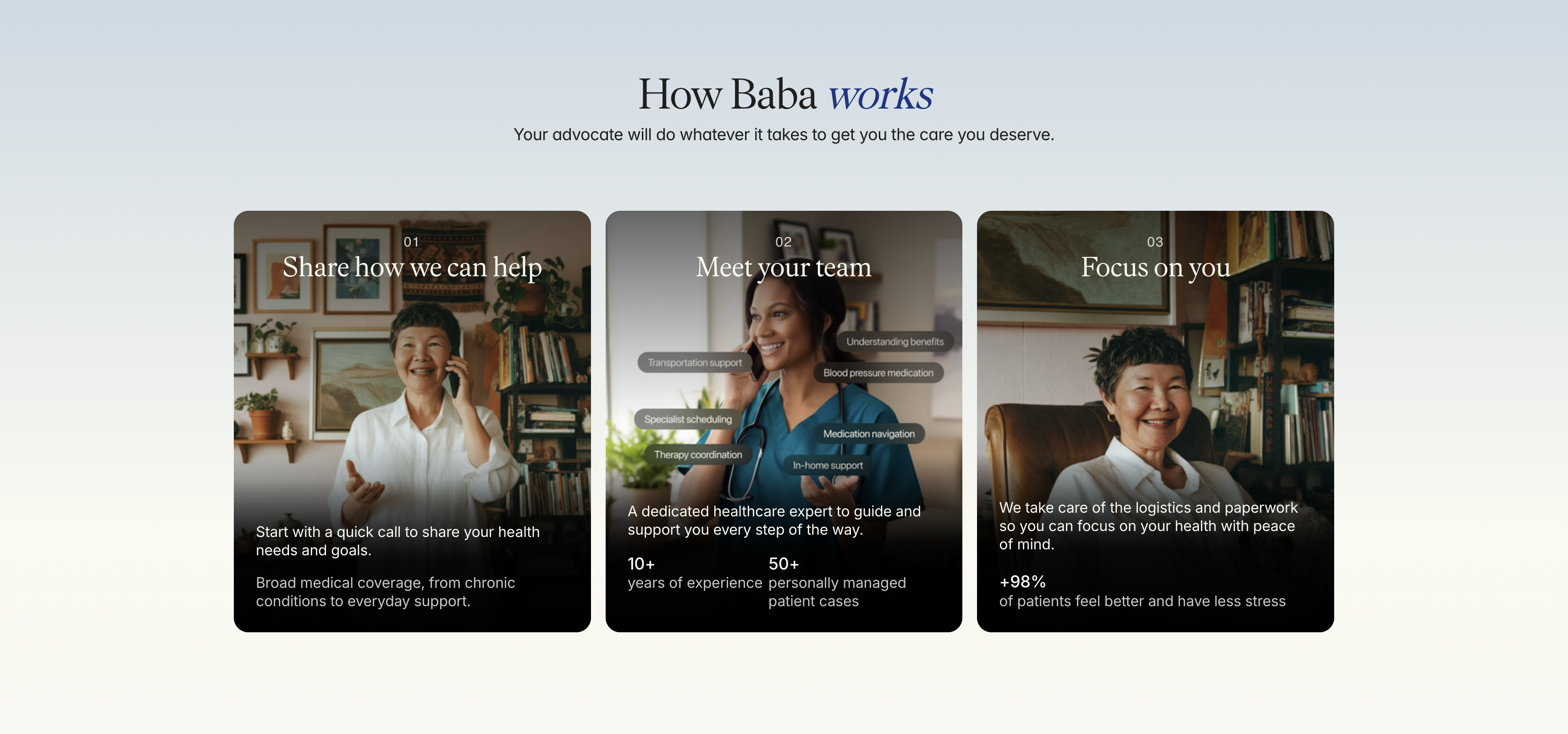 Baba website homepage